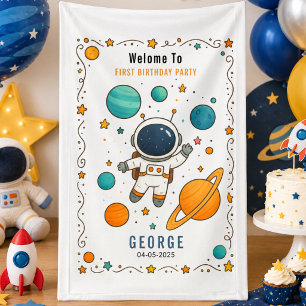 Space Adventure 1st Birthday   Outer Space Banner