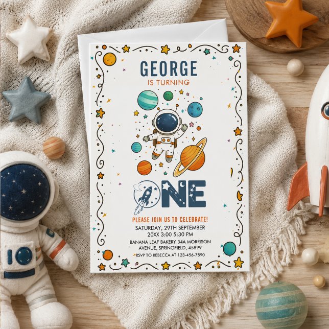 Space Adventure 1st birthday | Outer Space  Invitation (Space Adventure 1st birthday | Outer Space Invitation
)