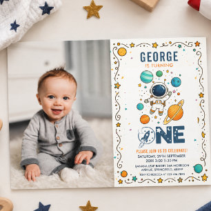 Space Adventure 1st birthday Outer Space Invitation