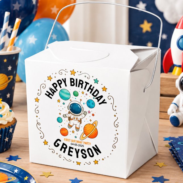 Space Adventure 1st Birthday | Outer Space Party Favour Box (Space Adventure 1st Birthday | Outer Space Party Favor Boxes)