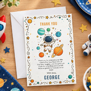 Space Adventure 1st Birthday Outer Space Thank You Card