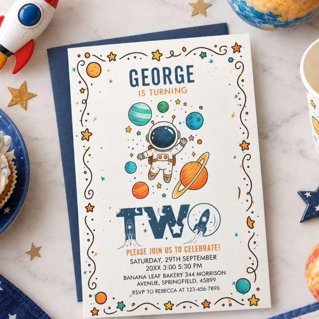 Space Adventure 2nd Birthday | Outer Space Party Invitation (Space Adventure 2nd Birthday | Outer Space Party Invitation)