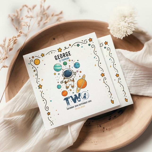 Space Adventure 2nd Birthday | Outer Space Party Napkin (Creator Uploaded)