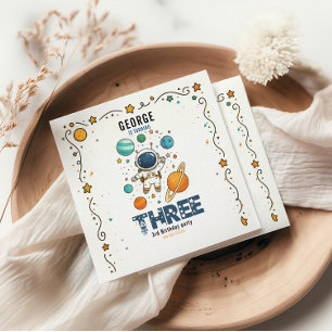 Space Adventure 3rd Birthday   Outer Space Party Napkin