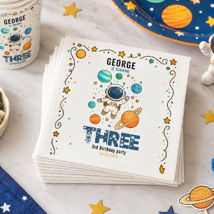 Space Adventure 3rd Birthday Outer Space Party Napkin