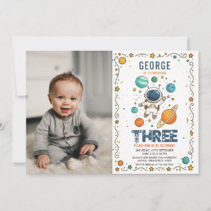 Space Adventure 3rd birthday   Outer Space photo Invitation