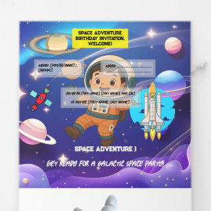 Space Adventure Birthday Invitation - Flat Card