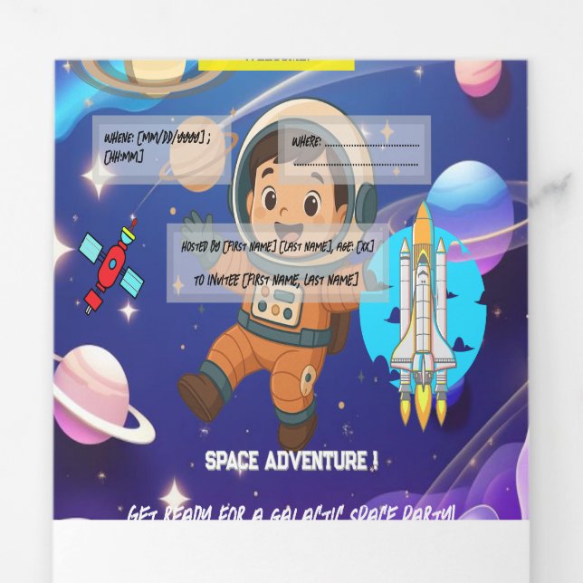 Space Adventure Birthday Invitation - Flat Card (Flap)