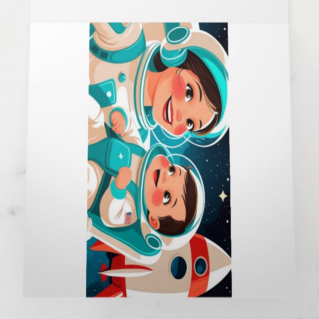 Space Adventure Birthday Invitation - Flat Card (Inside Last)