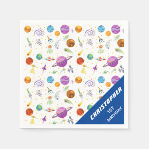 Space adventure birthday napkins