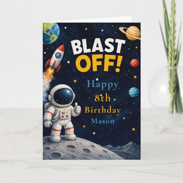 Space Adventure Birthday Party Card (Front)