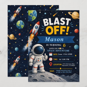 Space Adventure Birthday Party Invitation