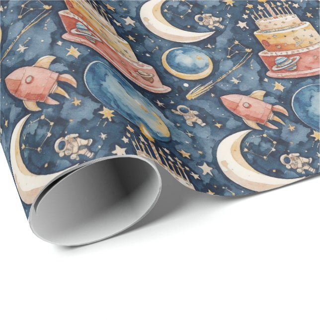 Space Adventure Birthday Wrapping Paper (Roll Corner)