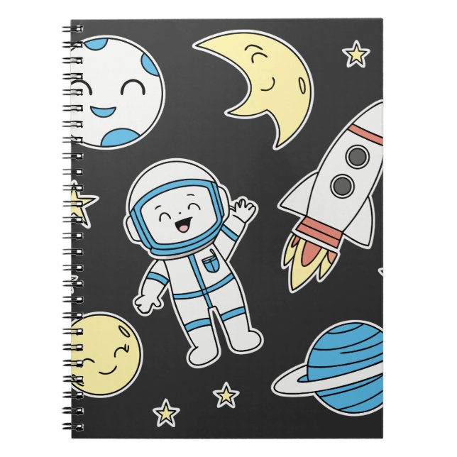 Space Adventure Cartoon – Notebook Design (Front)