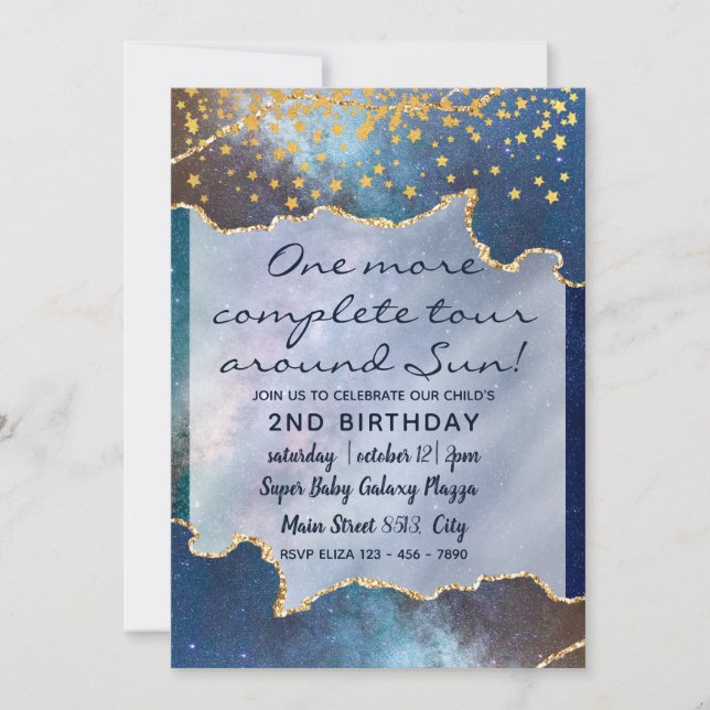 Space Adventure Galaxy Child 2nd Birthday Invitation (Front)