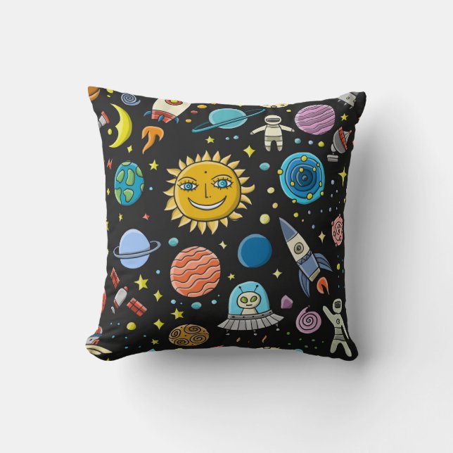 Space adventure: planets, rockets pattern. cushion (Front)