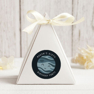 Space Adventure Playful Kids Birthday Cute Planet Classic Round Sticker