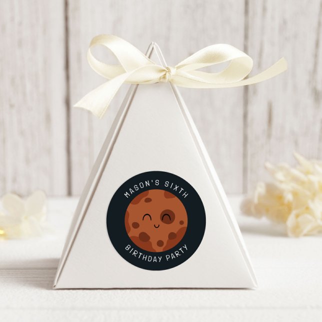 Space Adventure Playful Kids Birthday Cute Planet Classic Round Sticker (Creator Uploaded)