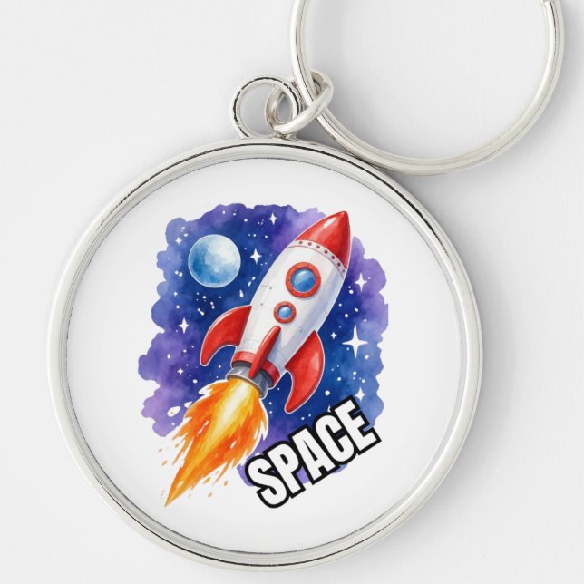 Space Adventure Poster | Adventure Awaits Among  Key Ring (Front)