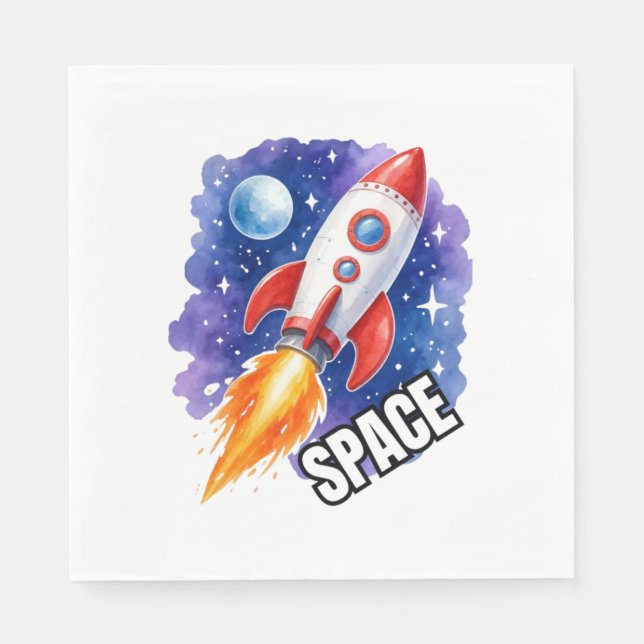 Space Adventure Poster | Adventure Awaits Among  Napkin (Front)