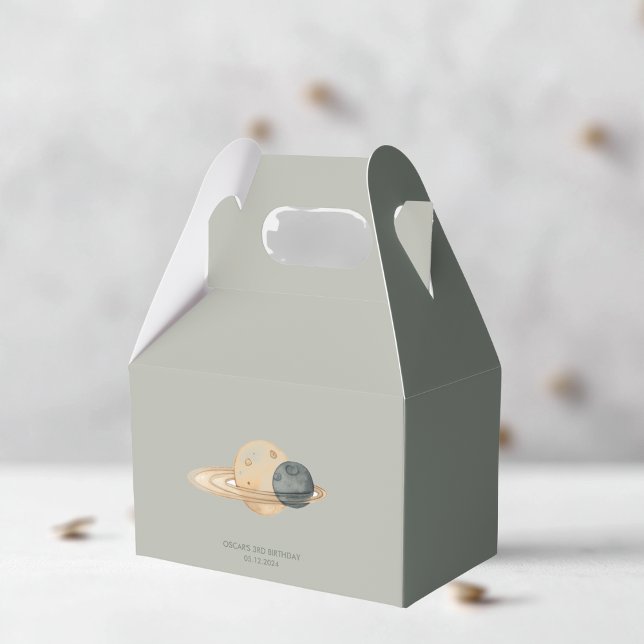 "Space Adventure Watercolor First Birthday  Favour Box (Creator Uploaded)