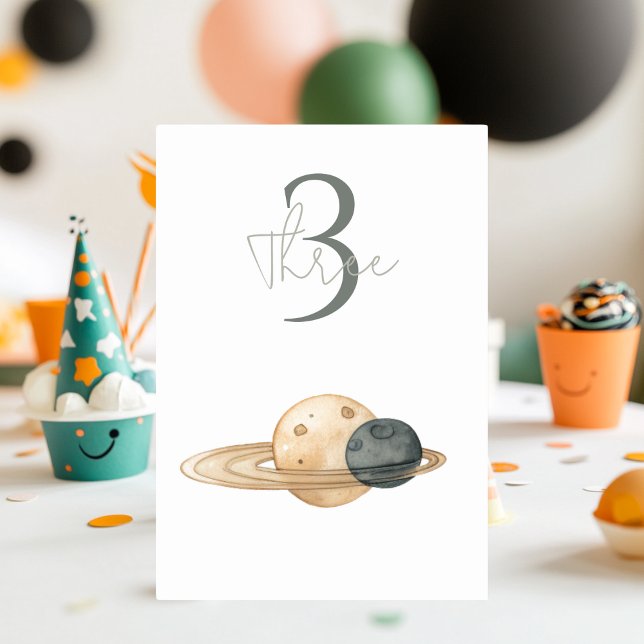 "Space Adventure Watercolor First Birthday  Table Number (Creator Uploaded)