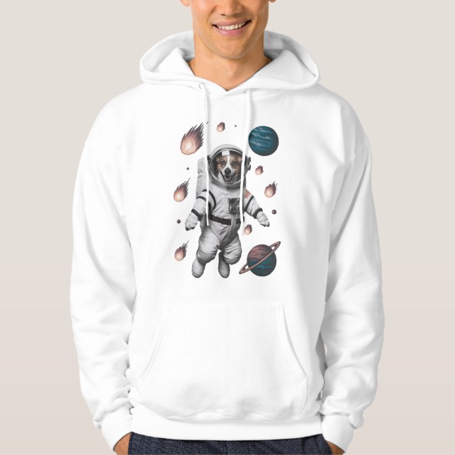 Space Adventure With A Dog Astronaut Hoodie (Front)