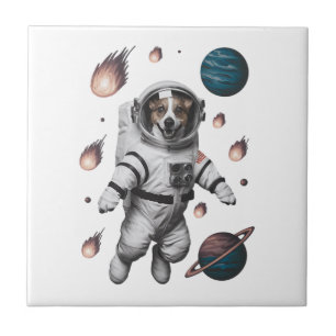 Space Adventure With A Dog Astronaut Tile