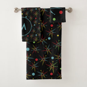 Space Age Atomic Retro Dot Custom Colours Bath Towel Set