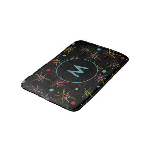 Space Age Atomic Retro Dot Custom Colours Monogram Bath Mat