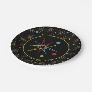 Space Age Atomic Retro Dot Custom Colours Paper Plate