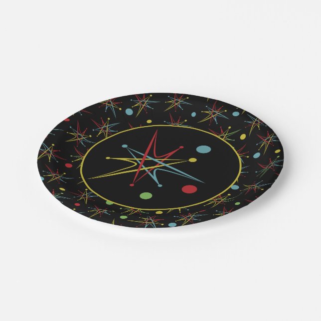 Space Age Atomic Retro Dot Custom Colours Paper Plate (Angled)
