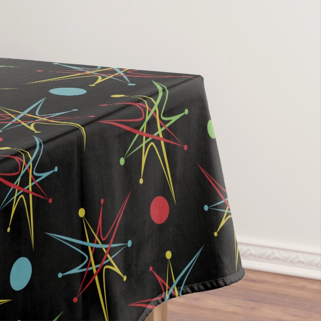 Space Age Atomic Retro Dot Custom Colours Tablecloth (In Situ)