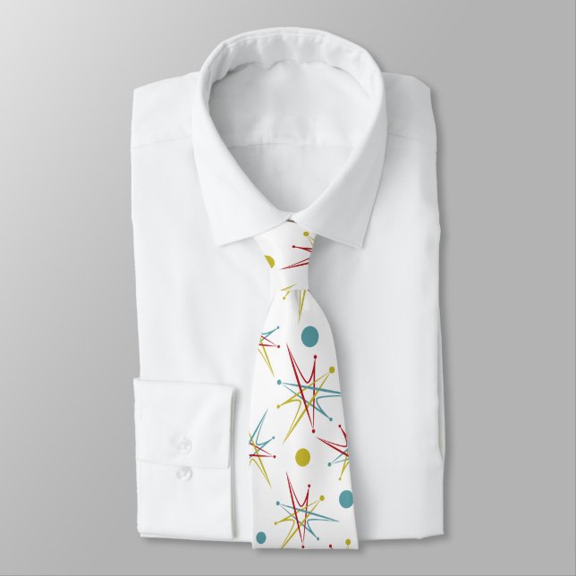 Space Age Atomic Retro Dot Custom Colours Tie (Tied)