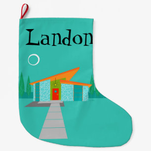 Space Age Cartoon House Christmas Stocking