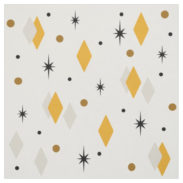 Space Age Diamonds Orange Grey White Fabric (Swatch)