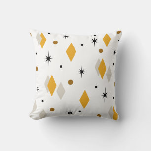 Space Age Diamonds Orange White Cushion