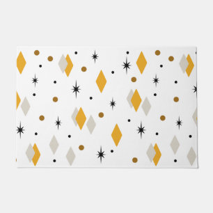 Space Age Diamonds Orange White Doormat