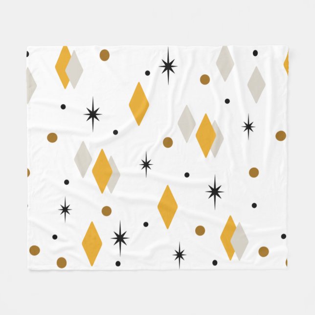 Space Age Diamonds Orange White Fleece Blanket (Front (Horizontal))