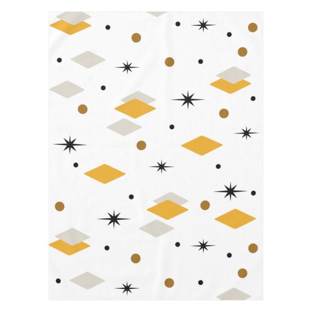 Space Age Diamonds Orange White Tablecloth (Front)