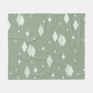Space Age Diamonds Sage Green Fleece Blanket