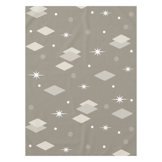 Space Age Diamonds Taupe Brown Grey Tablecloth (Front)