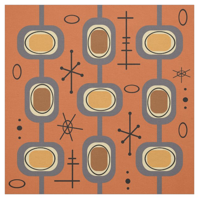 Space Age Geometric Art Burnt Orange Fabric (Swatch)
