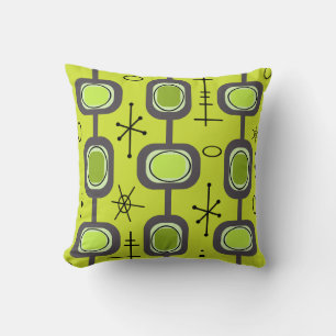 Space Age Geometric Art Chartreuse Green Cushion