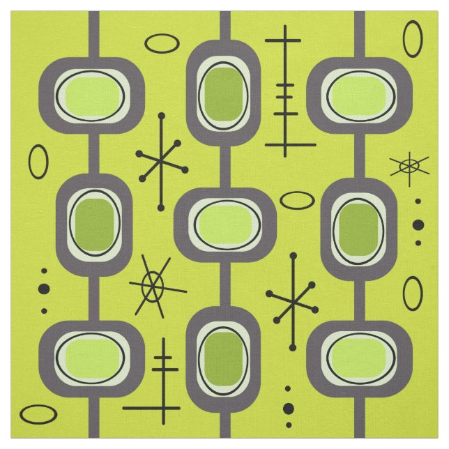 Space Age Geometric Art Chartreuse Green Fabric (Swatch)
