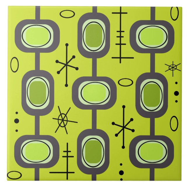 Space Age Geometric Art Chartreuse Green Tile (Front)