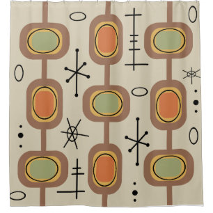 Space Age Geometric Art Multicolored Shower Curtain