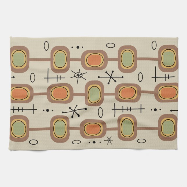 Space Age Geometric Art Multicolored Tea Towel (Horizontal)