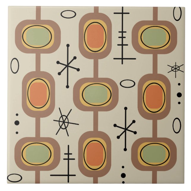Space Age Geometric Art Multicolored Tile (Front)