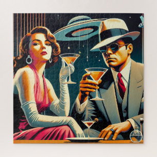 Space Age Las Vegas Gangster Martini Party Jigsaw Puzzle